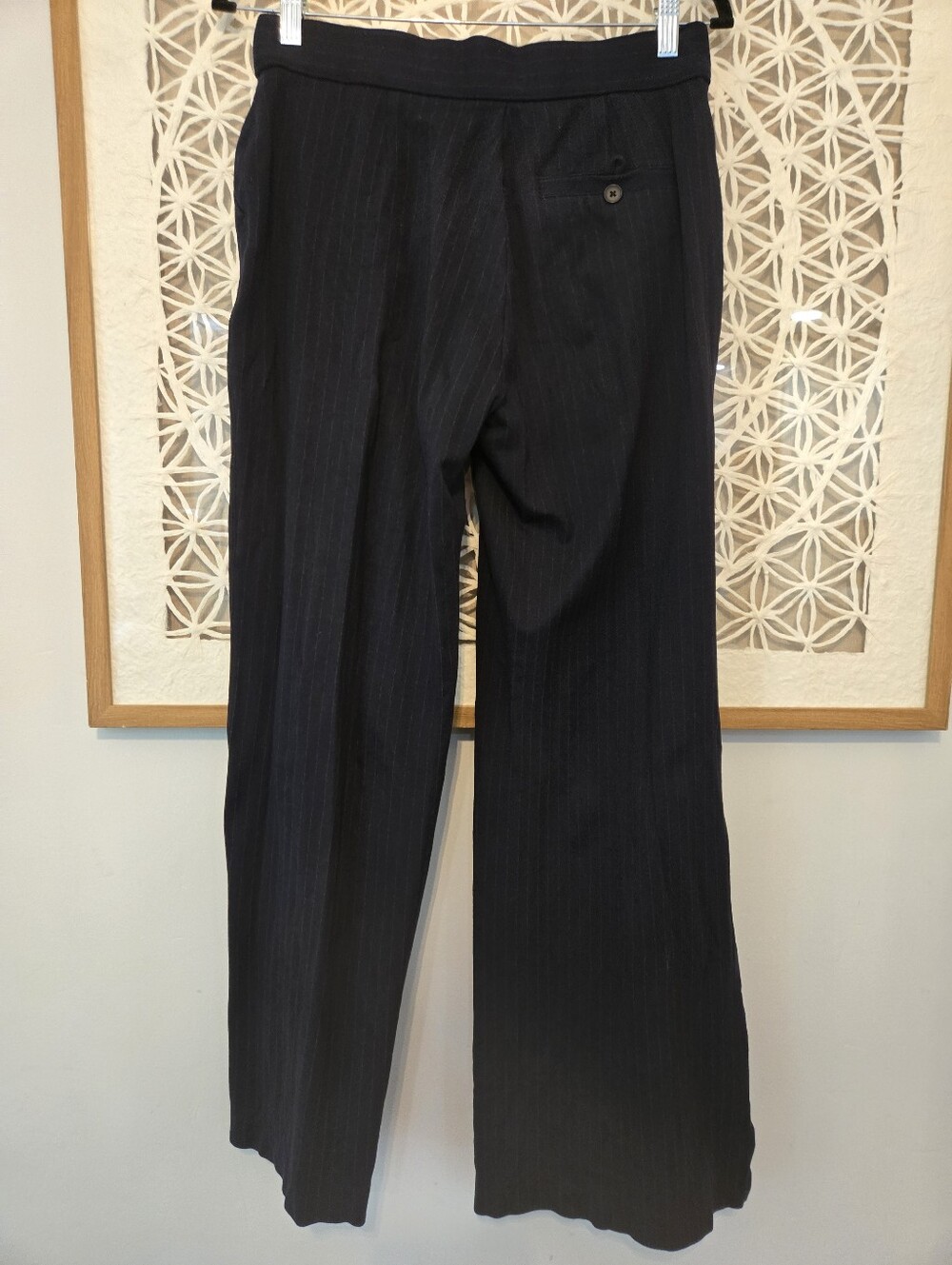 Spanx PerfectFit Wide Leg Ponte Dress Pants Navy Gray Pinstripe Size Medium - Picture 8 of 10